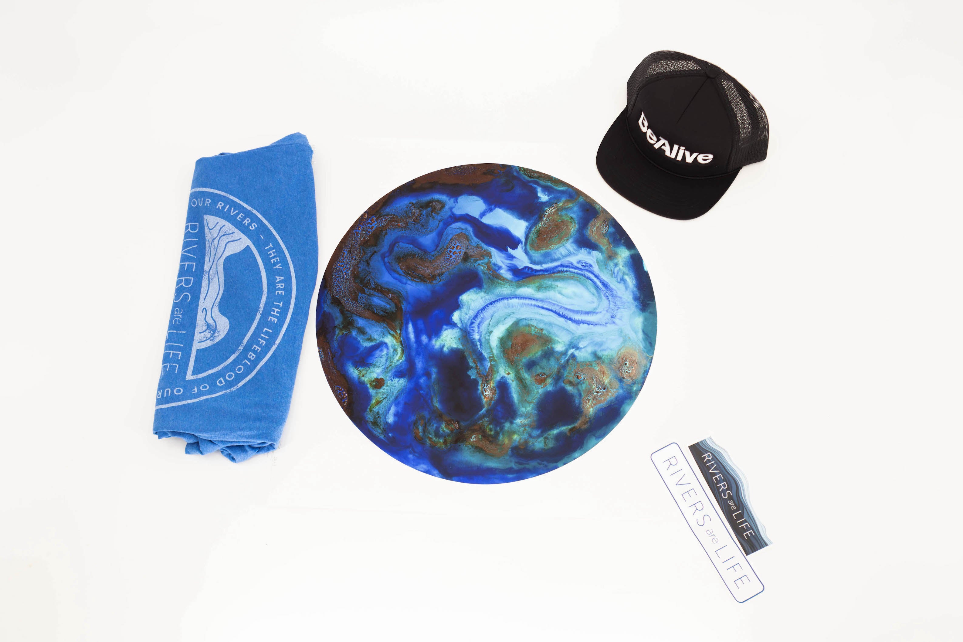 BLUE FRIDAY SPECIAL | Toxic Art Rivers are Life | 20X20 in Print + RaL Shirt + BeAlive Hat